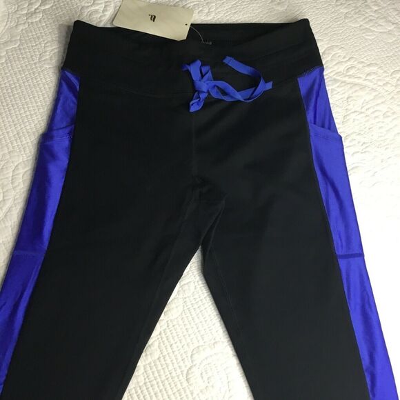 Fabletics Women Legging Medium Black Blue Mid-Rise Powerhold Tie Waist - Picture 7 of 7